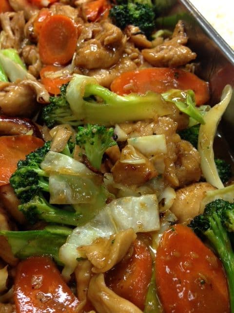 Chicken and vegetable teriyaki individual hot lunch
